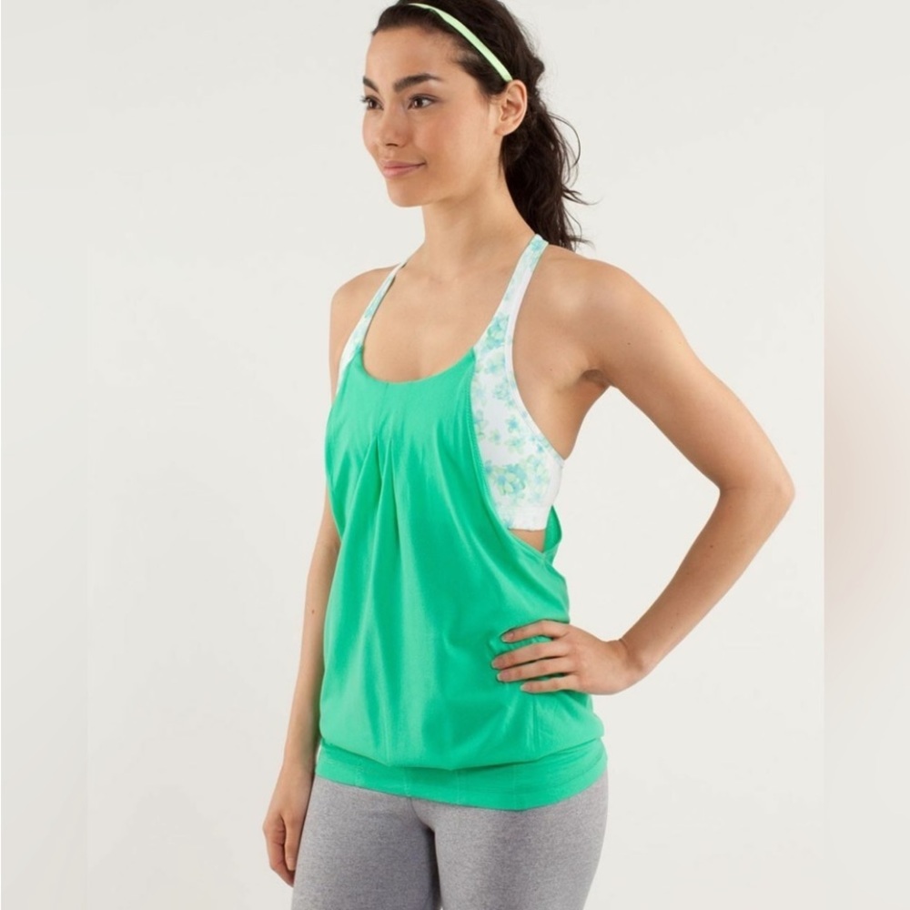 Lululemon Practice Freely Tank Floral Frangipani Green sz 4 Discontinued EUC